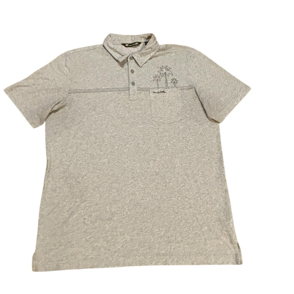 Travis‎ Mathew Westcoaster Golf Polo Palm Tree Grey and Black Size Large
